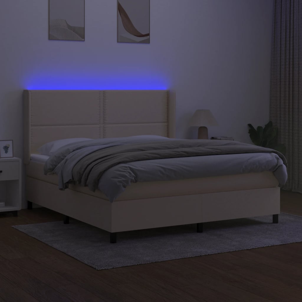 Sommier à lattes de lit matelas LED Crème 180x200 cm Tissu - XIOS