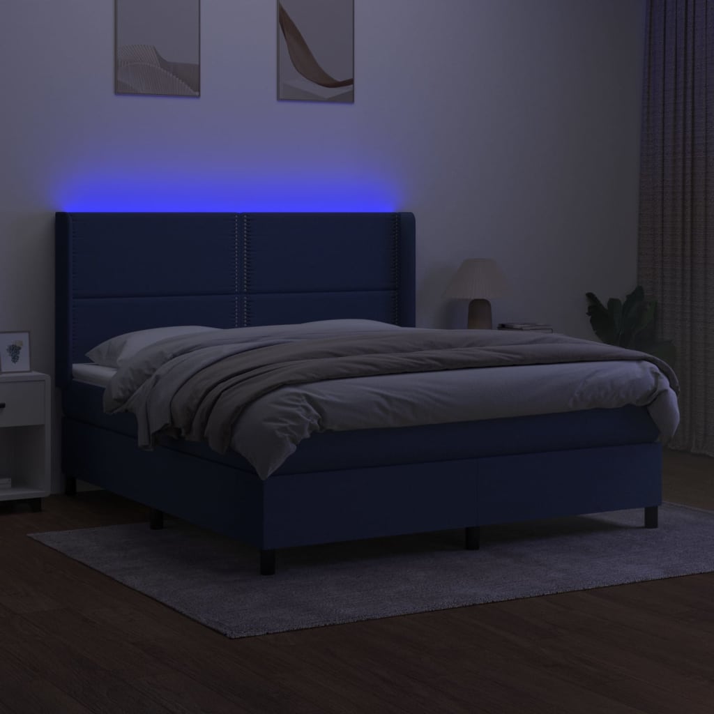 Sommier à lattes de lit matelas LED Bleu 180x200 cm Tissu - XIOS