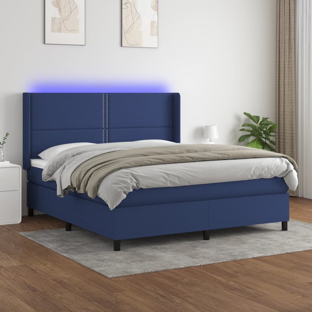 Sommier à lattes de lit matelas LED Bleu 180x200 cm Tissu - XIOS