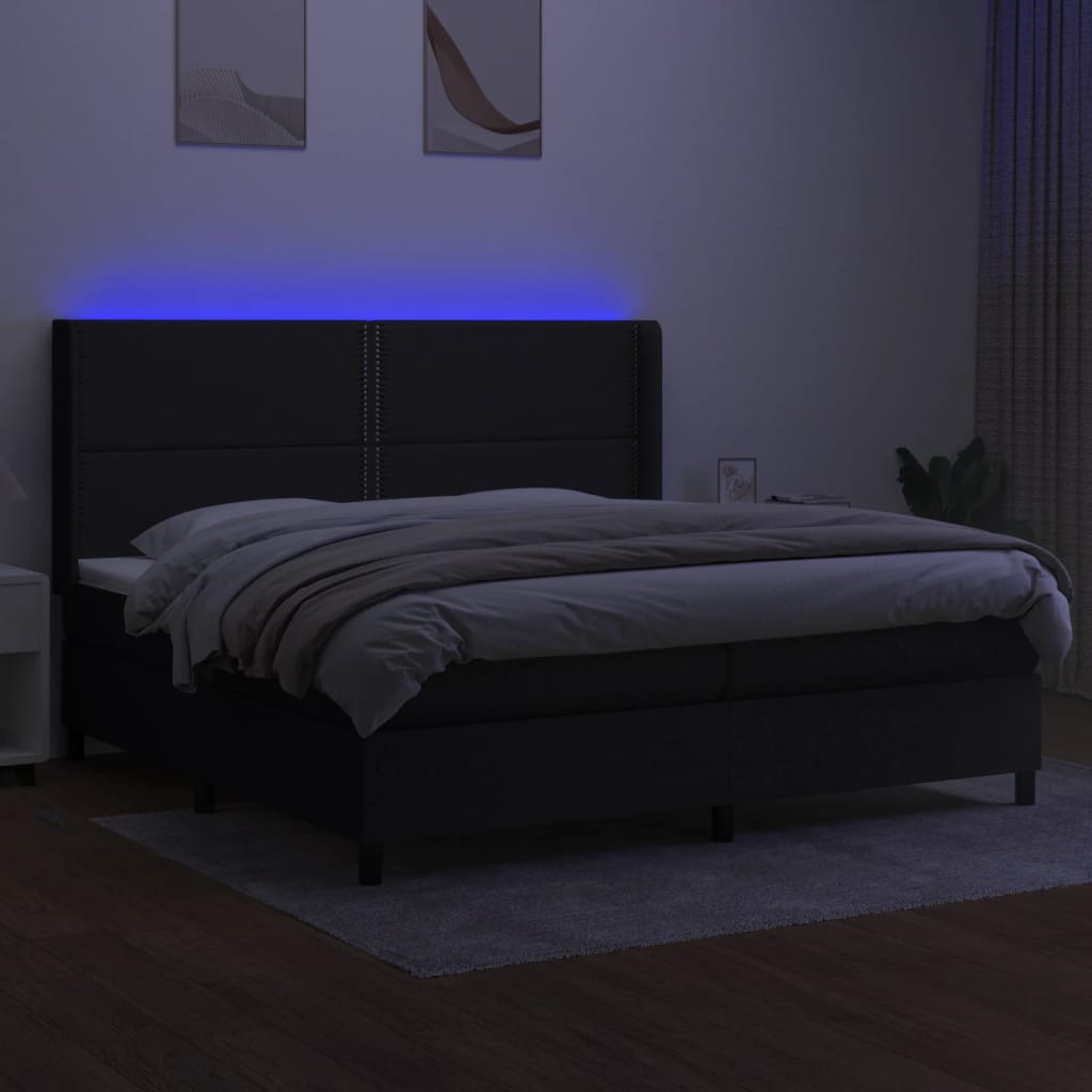 Sommier à lattes de lit matelas LED Noir 200x200 cm Tissu - XIOS