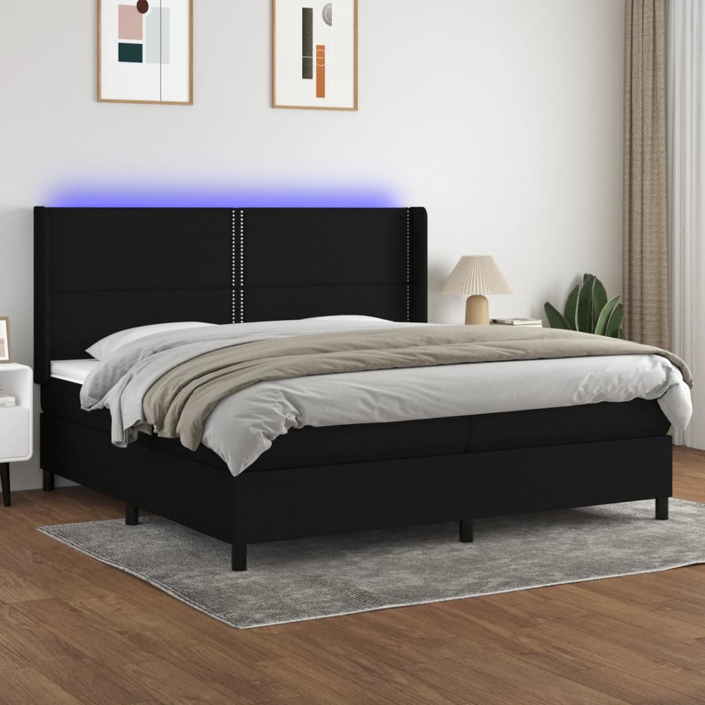 Sommier à lattes de lit matelas LED Noir 200x200 cm Tissu - XIOS
