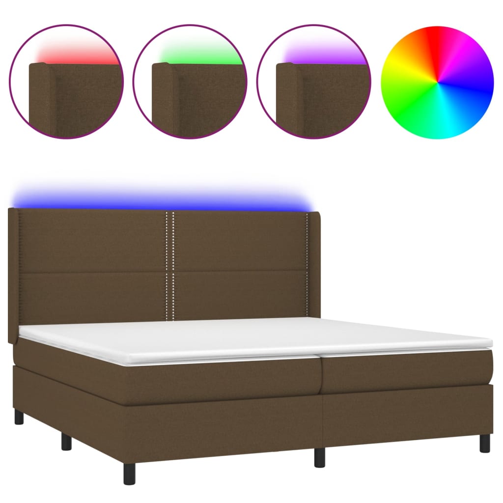 Sommier à lattes de lit matelas LED Marron foncé 200x200 cm - XIOS