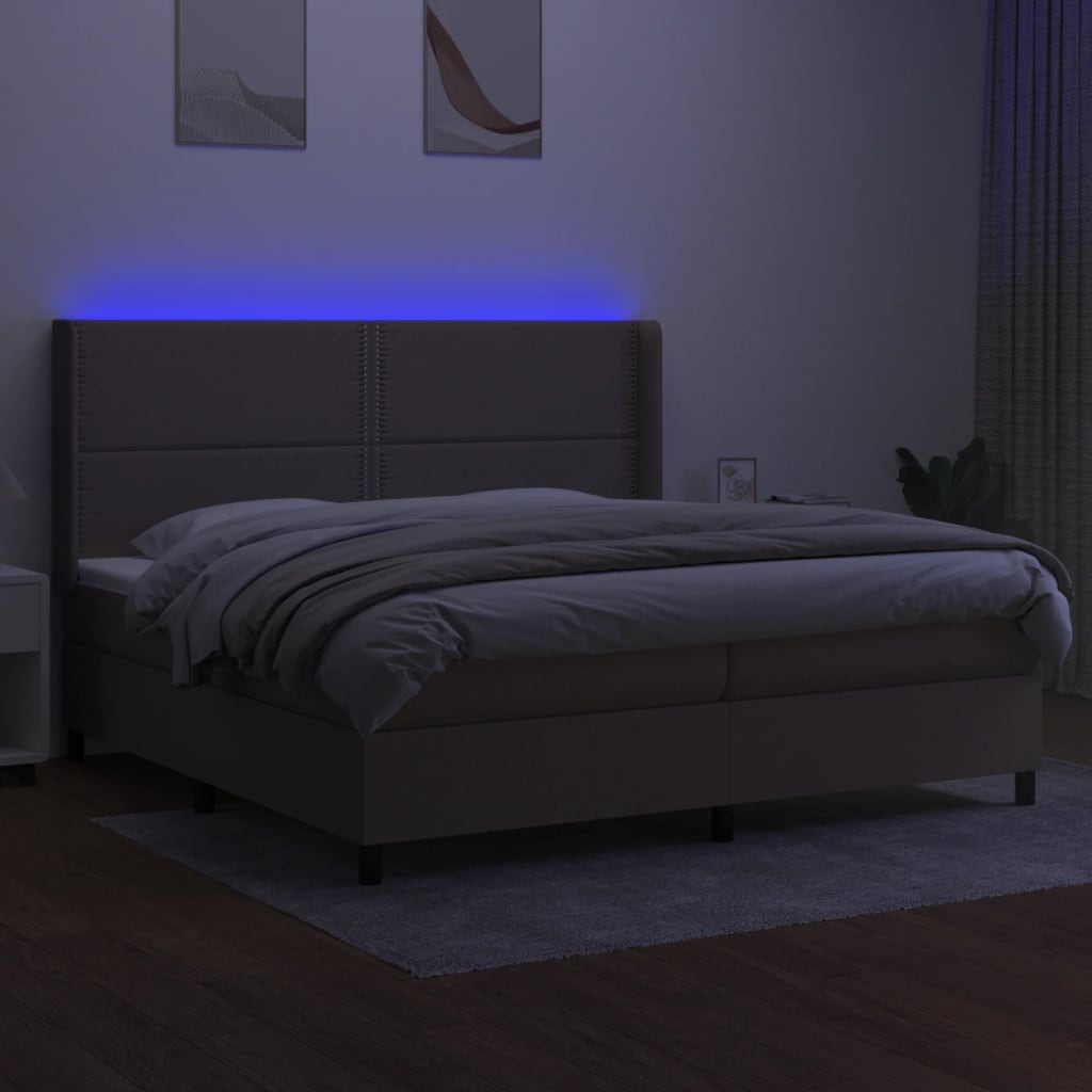 Sommier à lattes de lit matelas LED Taupe 200x200 cm Tissu - XIOS