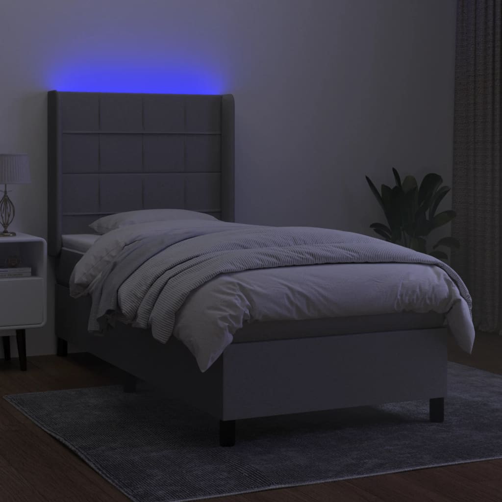 Sommier à lattes de lit matelas LED Gris clair 100x200 cm Tissu - XIOS
