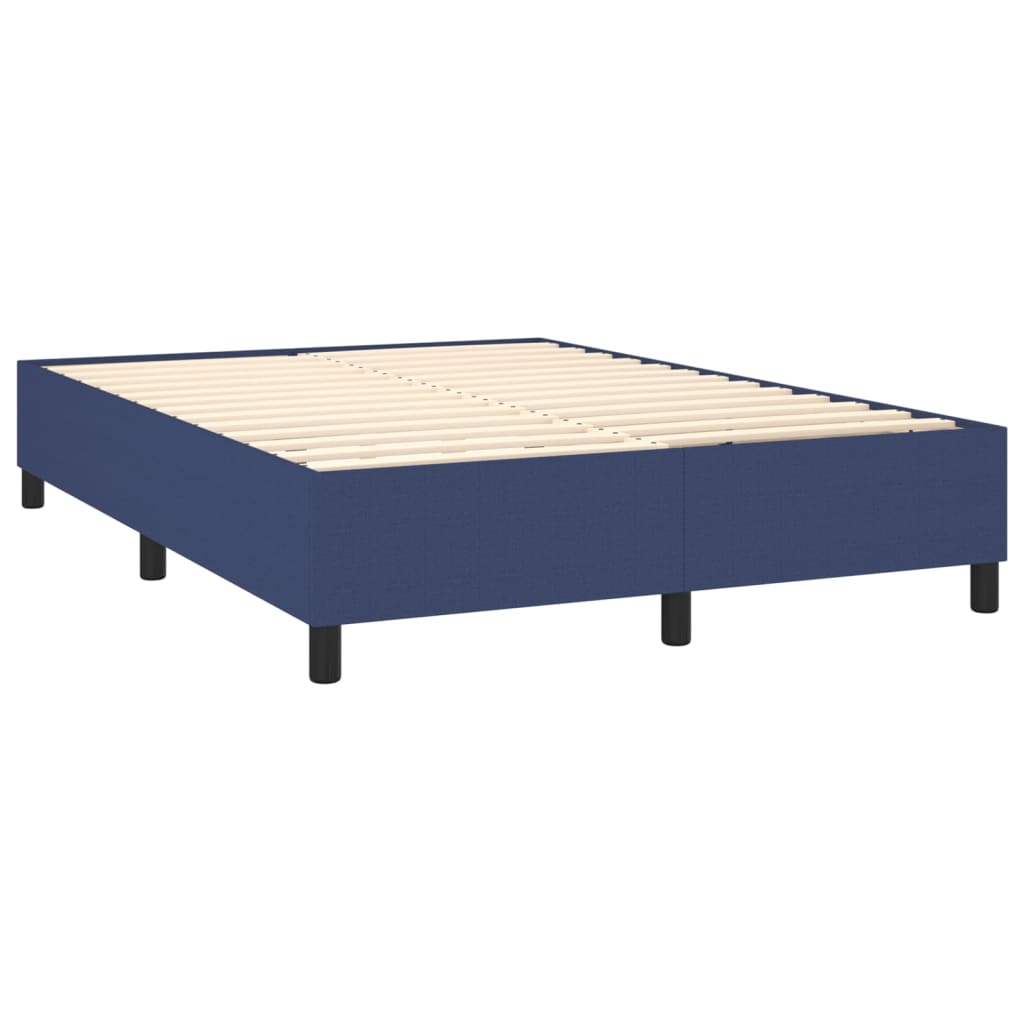 Sommier à lattes de lit matelas et LED Bleu 140x190 cm Tissu - XIOS