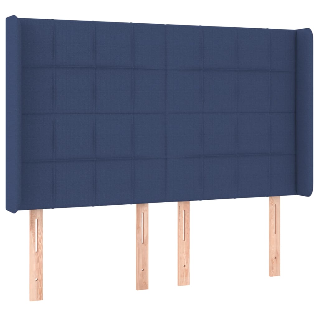 Sommier à lattes de lit matelas et LED Bleu 140x190 cm Tissu - XIOS