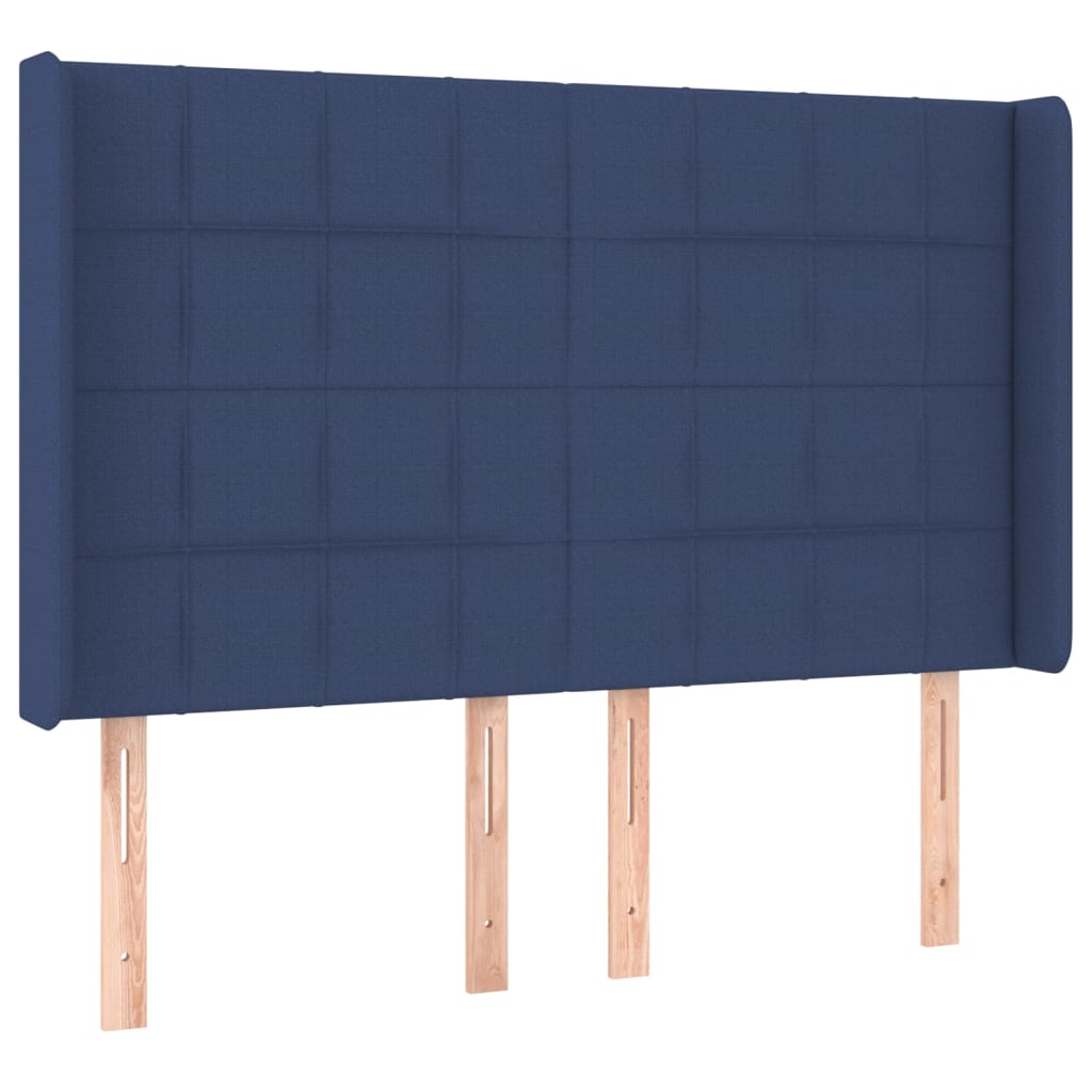 Sommier à lattes de lit matelas et LED Bleu 140x200 cm Tissu - XIOS