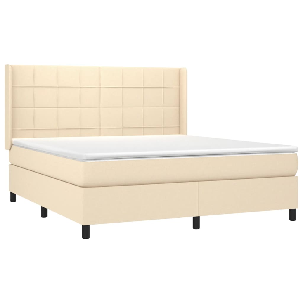 Sommier à lattes de lit matelas et LED Crème 160x200 cm Tissu - XIOS