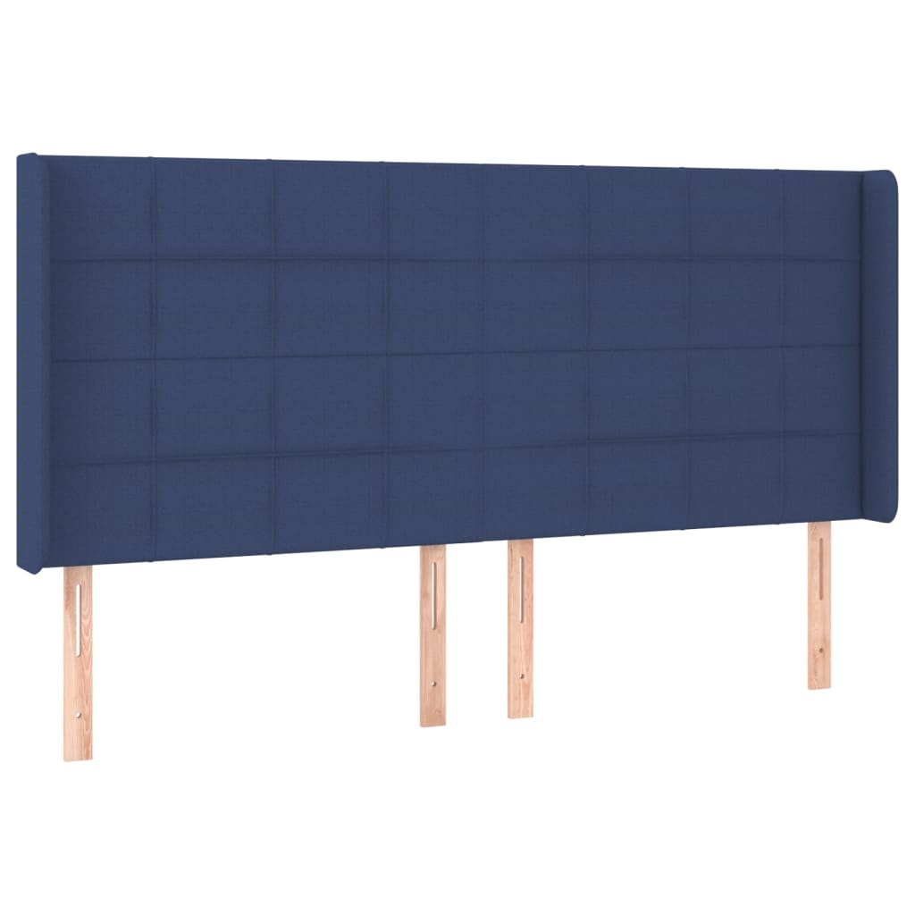 Sommier à lattes de lit matelas et LED Bleu 160x200 cm Tissu - XIOS