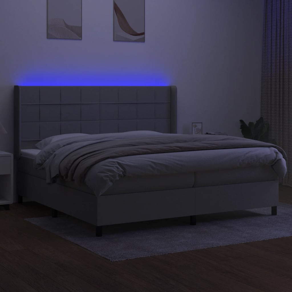 Sommier à lattes de lit matelas LED Gris clair 200x200 cm Tissu - XIOS