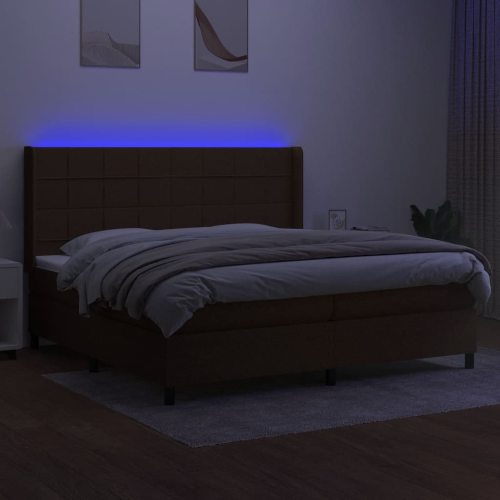 Sommier à lattes de lit matelas et LED Marron foncé 200x200 cm - XIOS