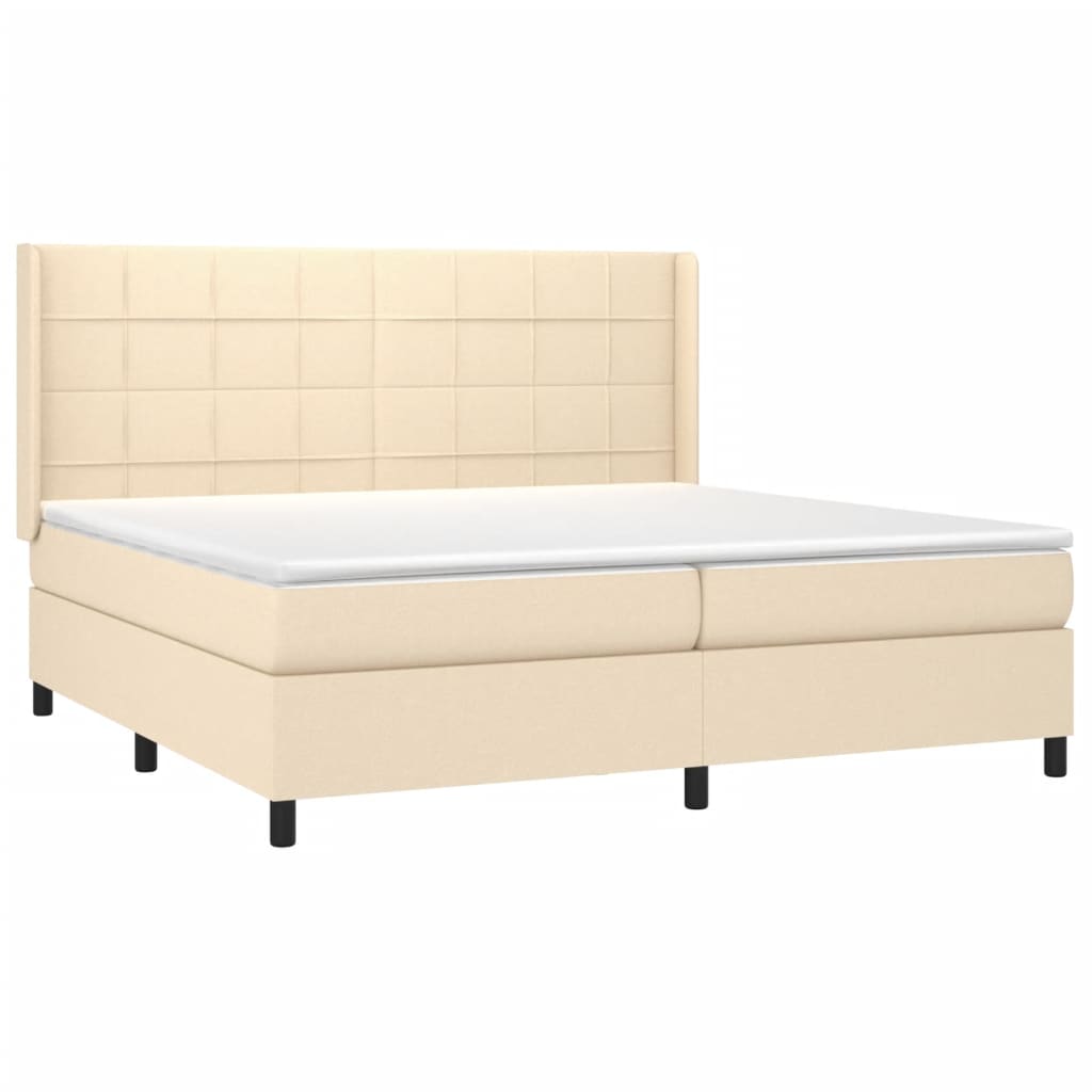 Sommier à lattes de lit matelas et LED Crème 200x200 cm Tissu - XIOS