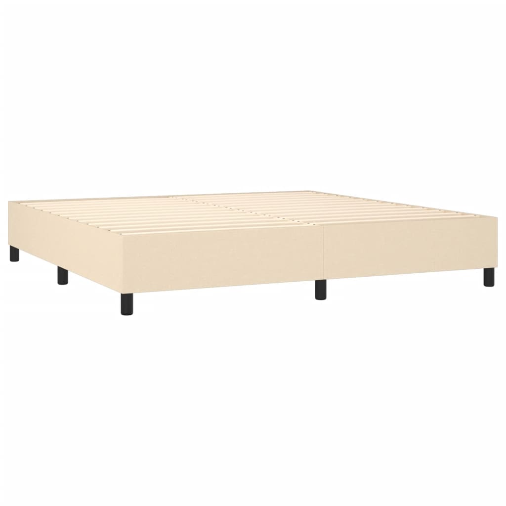Sommier à lattes de lit matelas et LED Crème 200x200 cm Tissu - XIOS