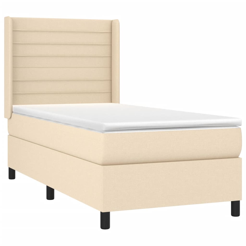 Sommier à lattes de lit matelas et LED Crème 100x200 cm Tissu - XIOS