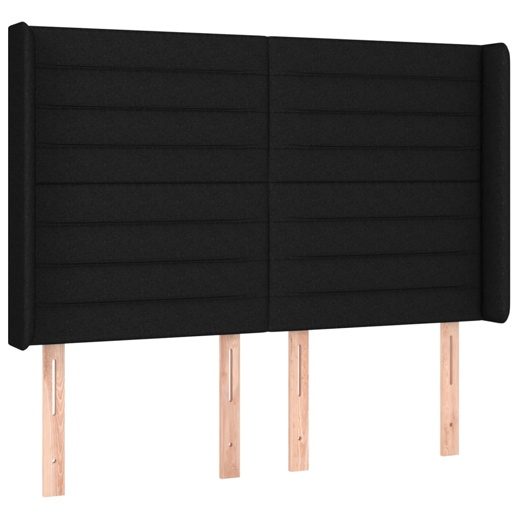 Sommier à lattes de lit matelas et LED Noir 140x190 cm Tissu - XIOS