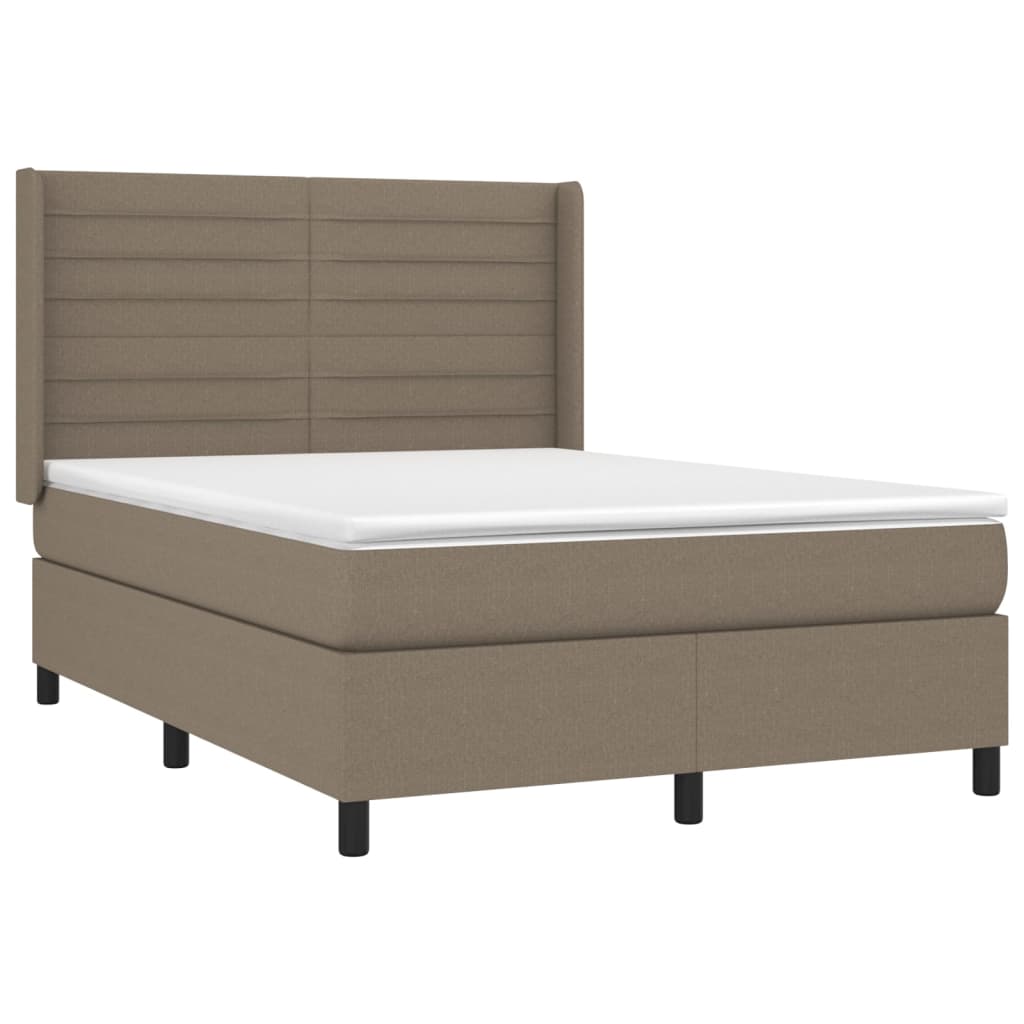 Sommier à lattes de lit matelas et LED Taupe 140x190 cm Tissu