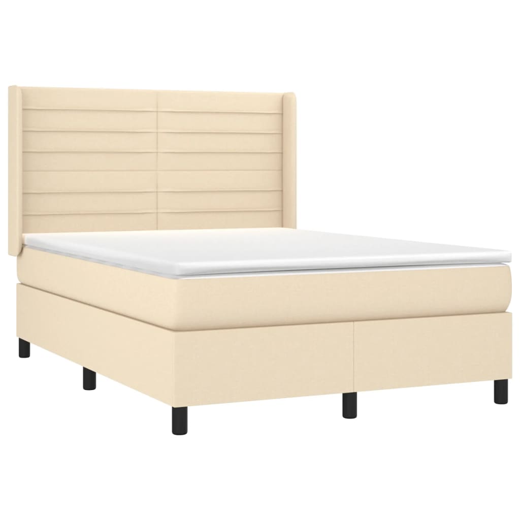 Sommier à lattes de lit matelas et LED Crème 140x190 cm Tissu - XIOS