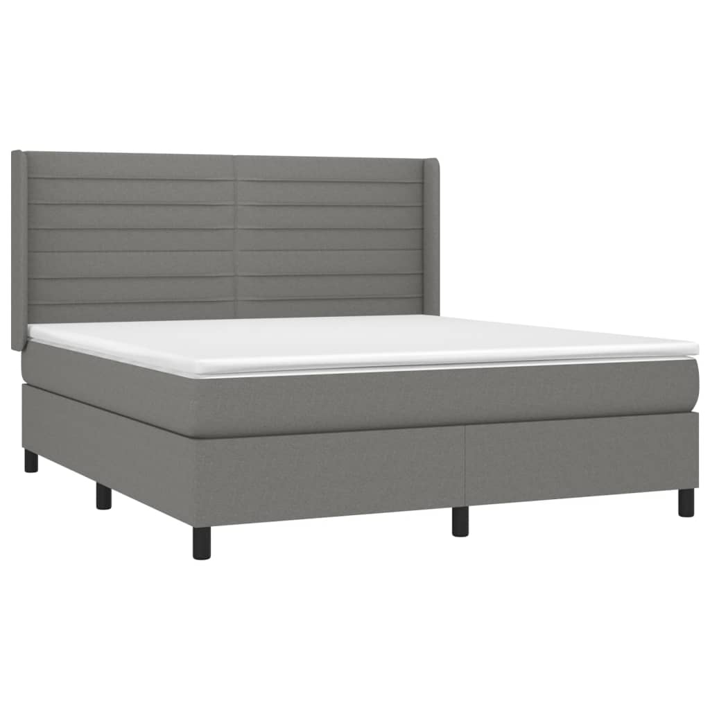 Sommier à lattes de lit matelas LED Gris foncé 180x200 cm Tissu - XIOS