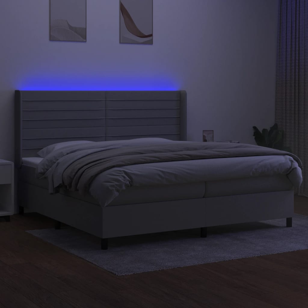 Sommier à lattes de lit matelas LED Gris clair 200x200 cm Tissu - XIOS