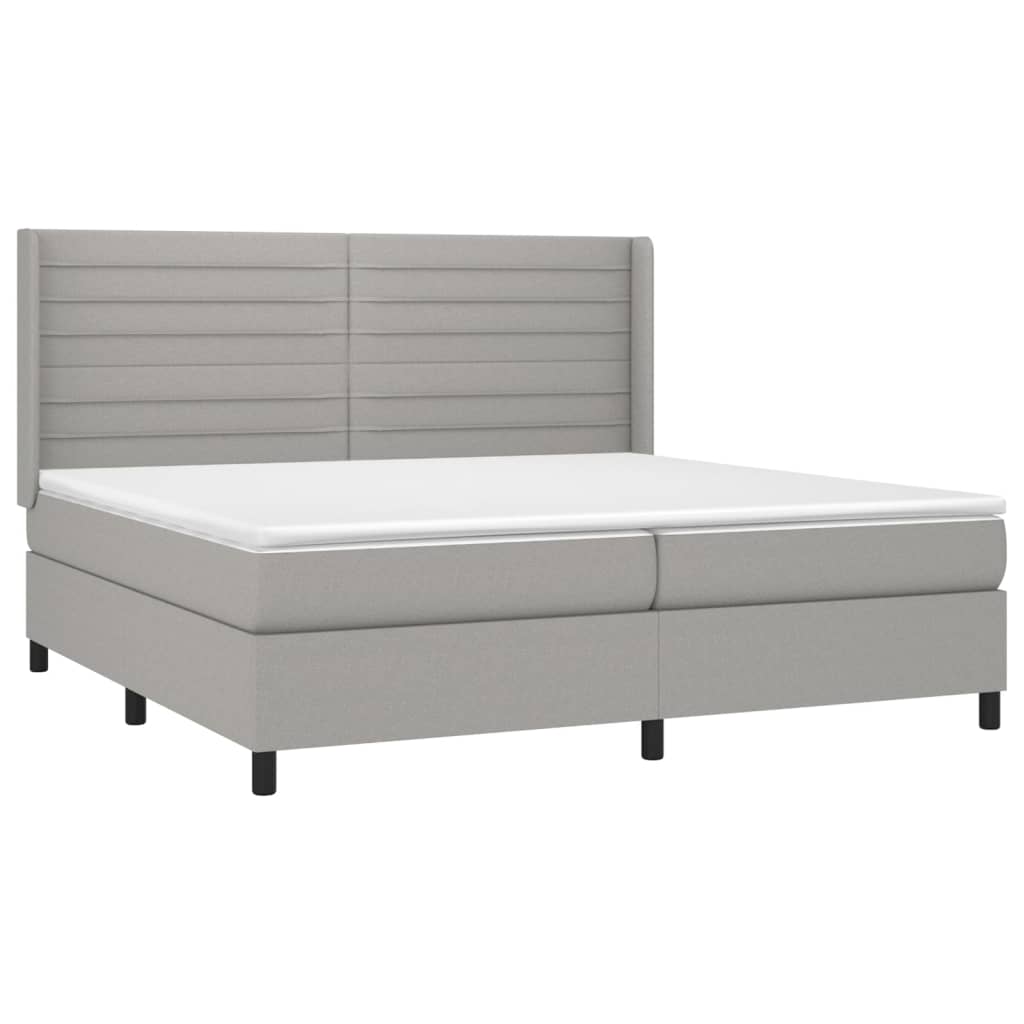 Sommier à lattes de lit matelas LED Gris clair 200x200 cm Tissu - XIOS