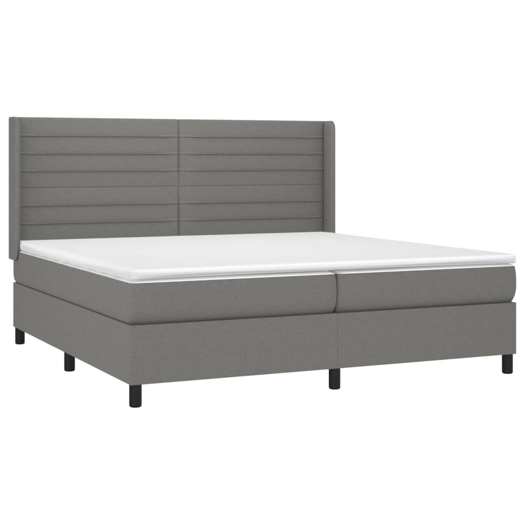 Sommier à lattes de lit matelas LED Gris foncé 200x200 cm Tissu - XIOS