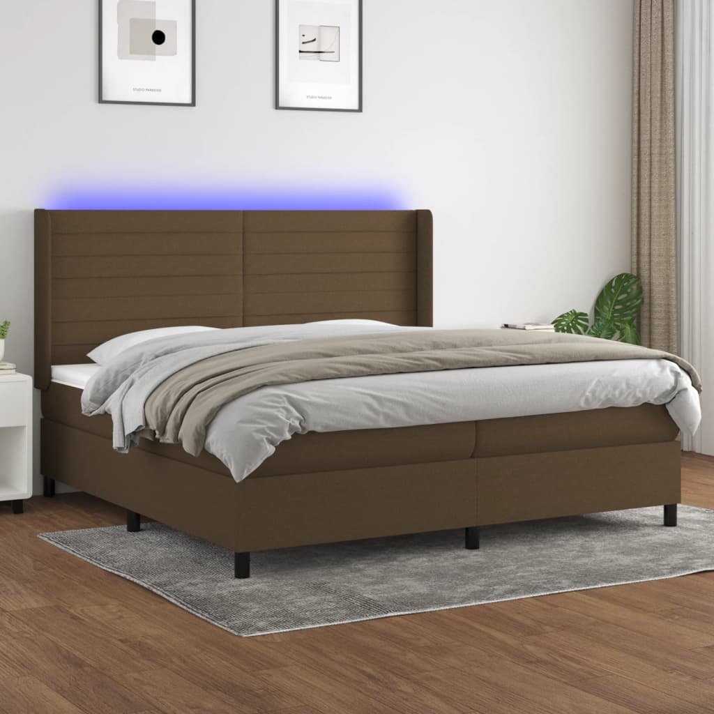 Sommier à lattes de lit matelas et LED Marron foncé 200x200 cm - XIOS