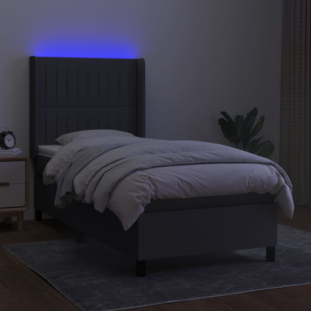 Sommier à lattes de lit matelas LED Gris foncé 80x200cm Tissu - XIOS
