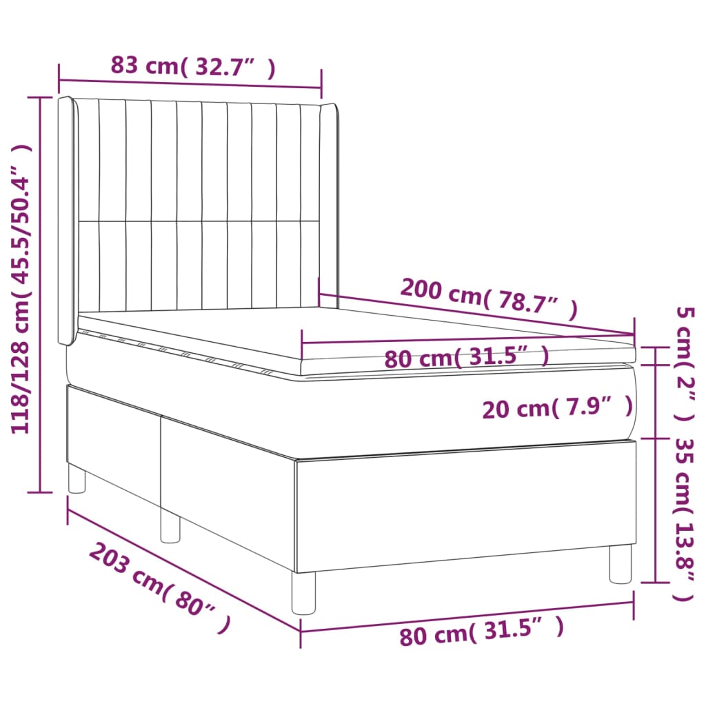 Sommier à lattes de lit matelas et LED Bleu 80x200cm Tissu - XIOS