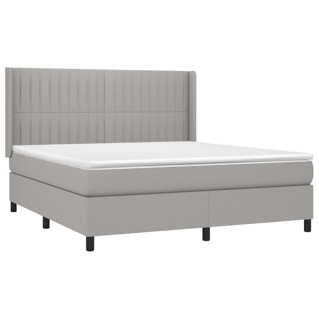 Sommier à lattes de lit matelas LED Gris clair 160x200 cm Tissu - XIOS