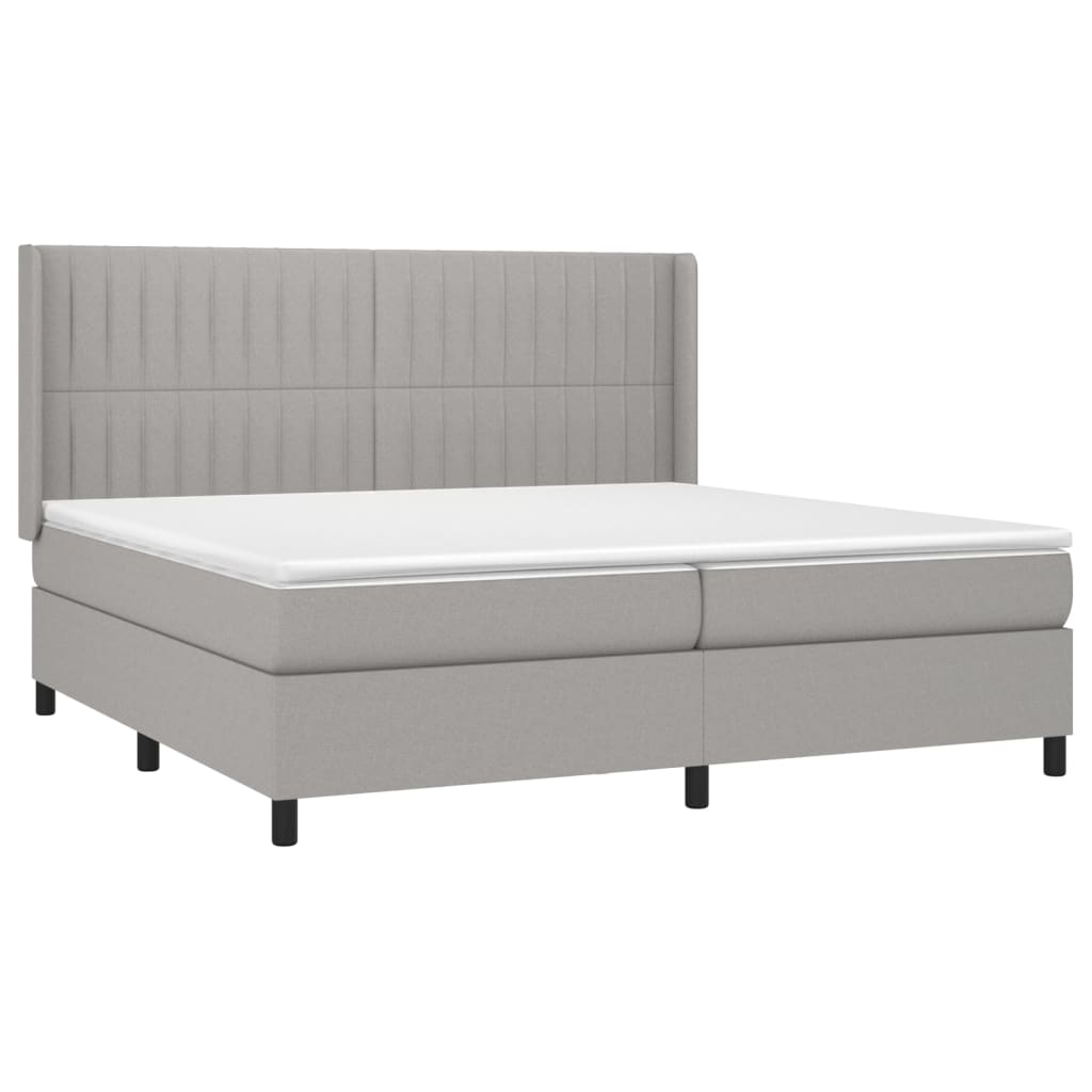 Sommier à lattes de lit matelas LED Gris clair 200x200 cm Tissu - XIOS