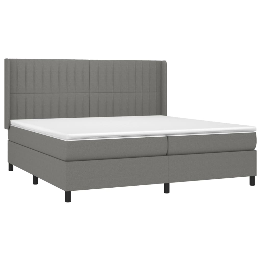 Sommier à lattes de lit matelas LED Gris foncé 200x200 cm Tissu - XIOS