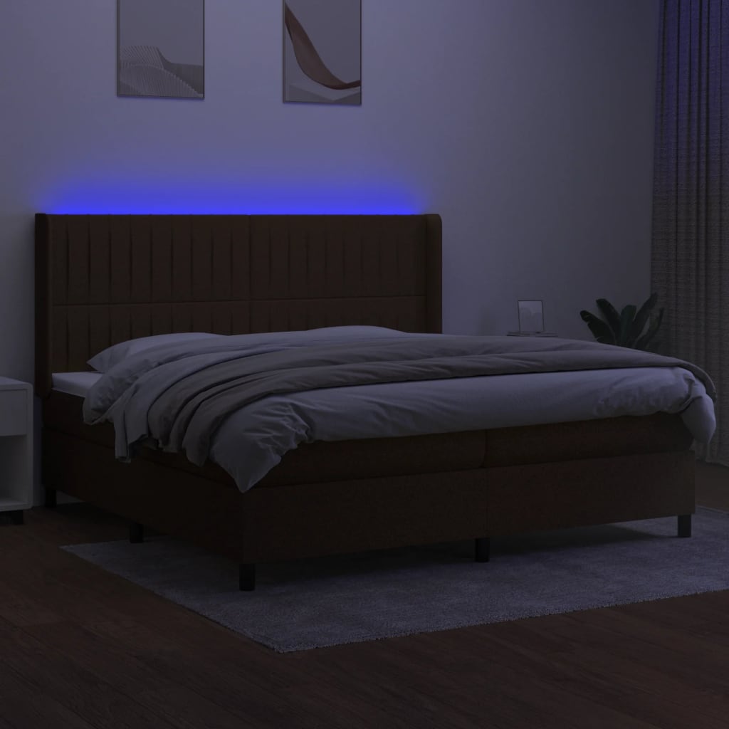 Sommier à lattes de lit matelas et LED Marron foncé 200x200 cm - XIOS