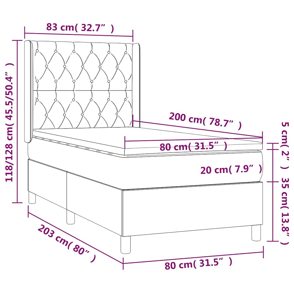 Sommier à lattes de lit matelas et LED Noir 80x200cm Tissu - XIOS
