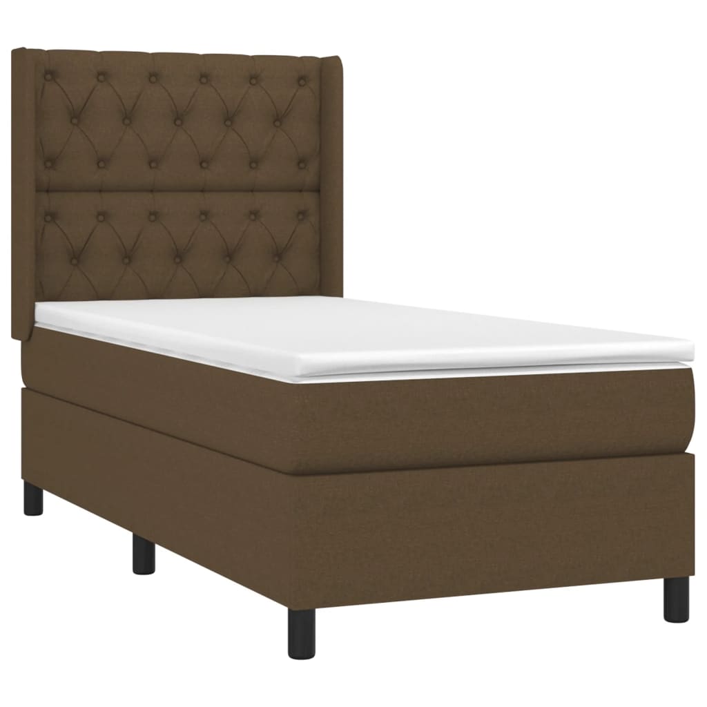 Sommier à lattes de lit matelas LED Marron foncé 80x200cm Tissu - XIOS