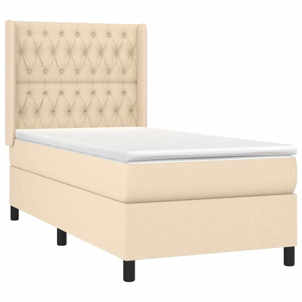 Sommier à lattes de lit matelas et LED Crème 90x190 cm Tissu - XIOS