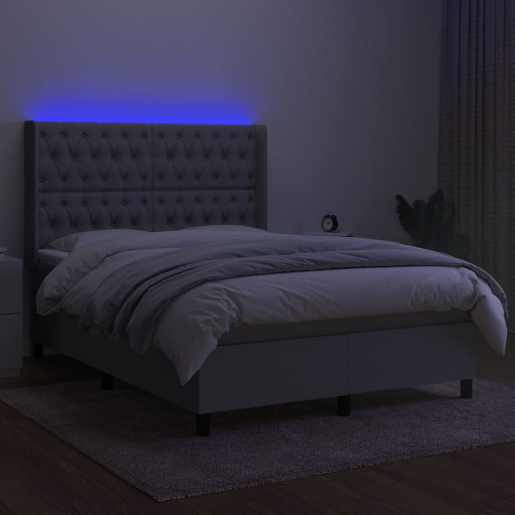 Sommier à lattes de lit matelas LED Gris clair 140x190 cm Tissu - XIOS