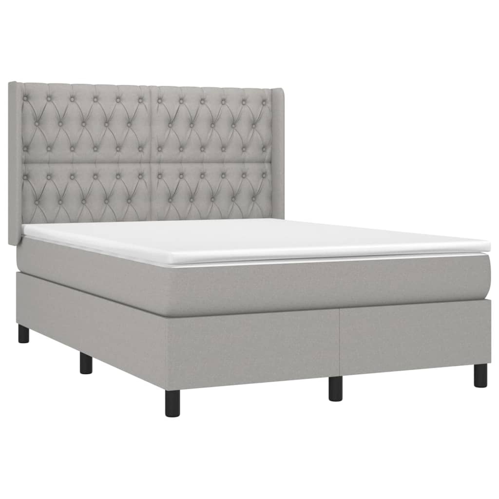 Sommier à lattes de lit matelas LED Gris clair 140x190 cm Tissu - XIOS