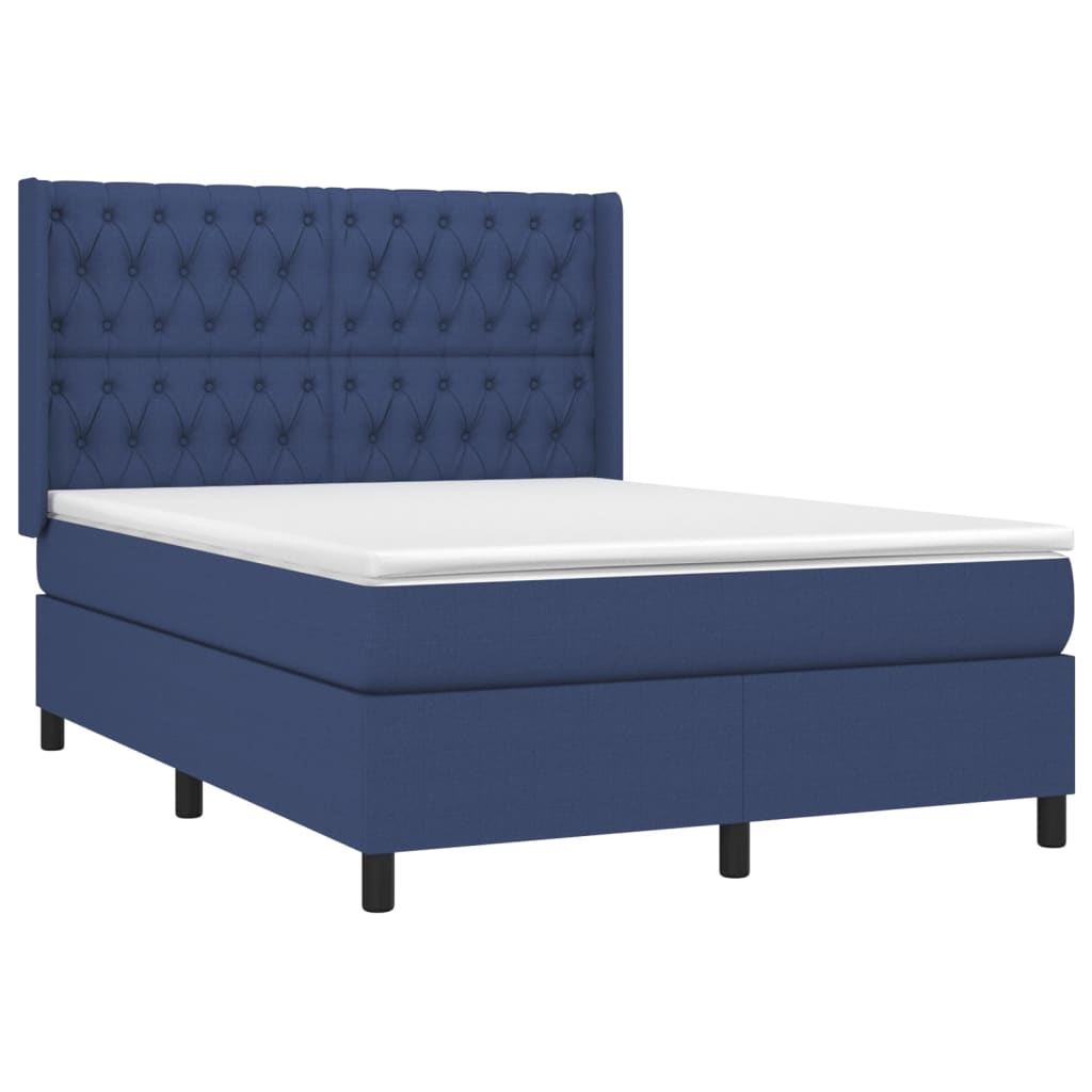 Sommier à lattes de lit matelas et LED Bleu 140x190 cm Tissu - XIOS