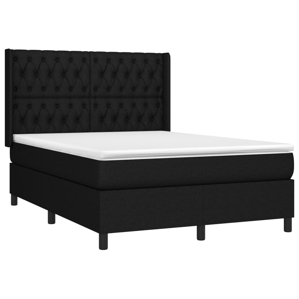 Sommier à lattes de lit matelas et LED Noir 140x200 cm Tissu - XIOS