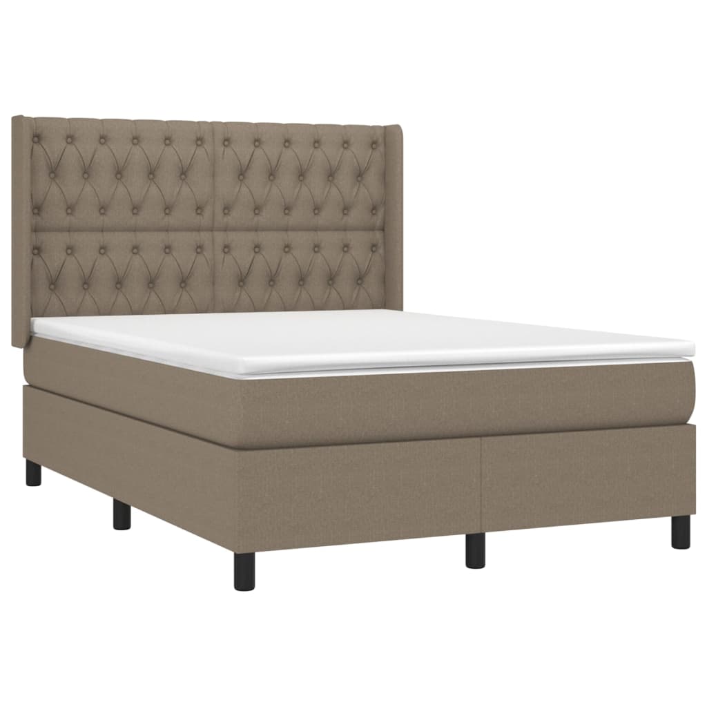 Sommier à lattes de lit matelas et LED Taupe 140x200 cm Tissu - XIOS