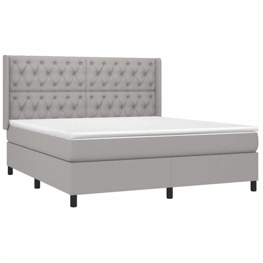 Sommier à lattes de lit matelas LED Gris clair 160x200 cm Tissu - XIOS