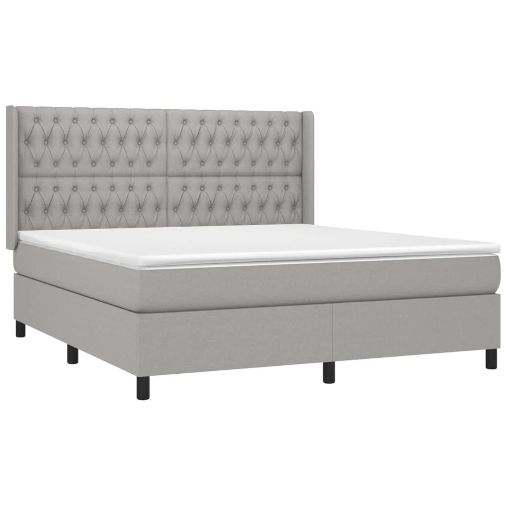 Sommier à lattes de lit matelas LED Gris clair 180x200 cm Tissu - XIOS