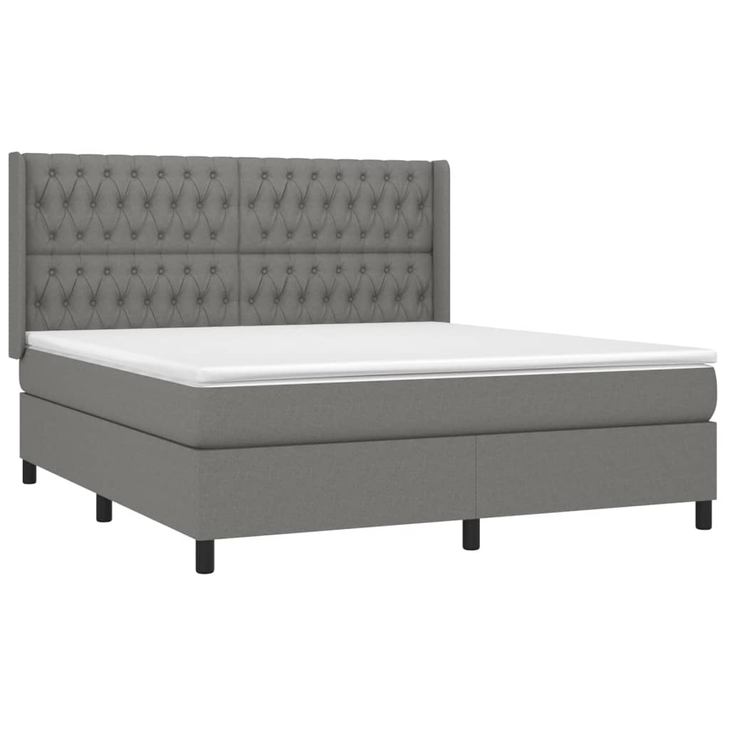 Sommier à lattes de lit matelas LED Gris foncé 180x200 cm Tissu - XIOS