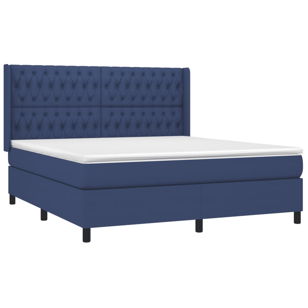 Sommier à lattes de lit matelas et LED Bleu 180x200 cm Tissu - XIOS