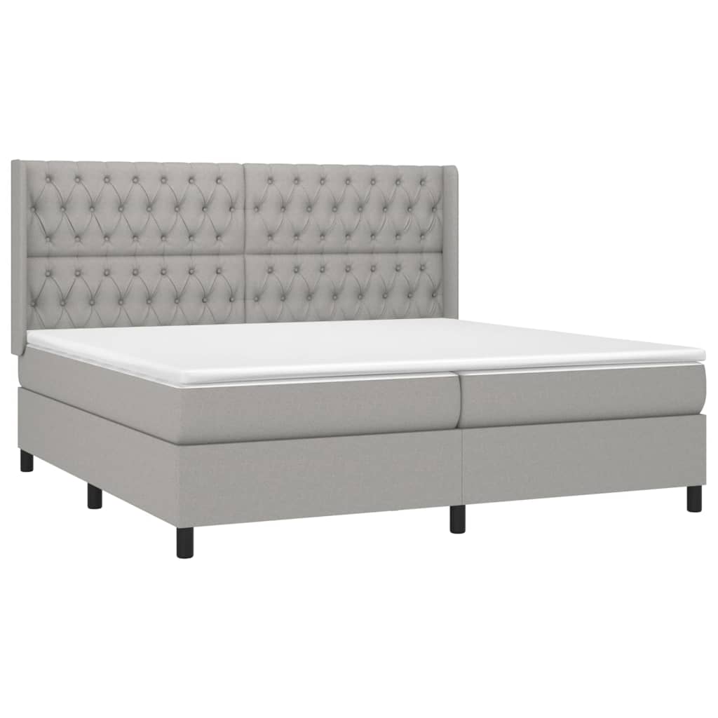 Sommier à lattes de lit matelas LED Gris clair 200x200 cm Tissu - XIOS