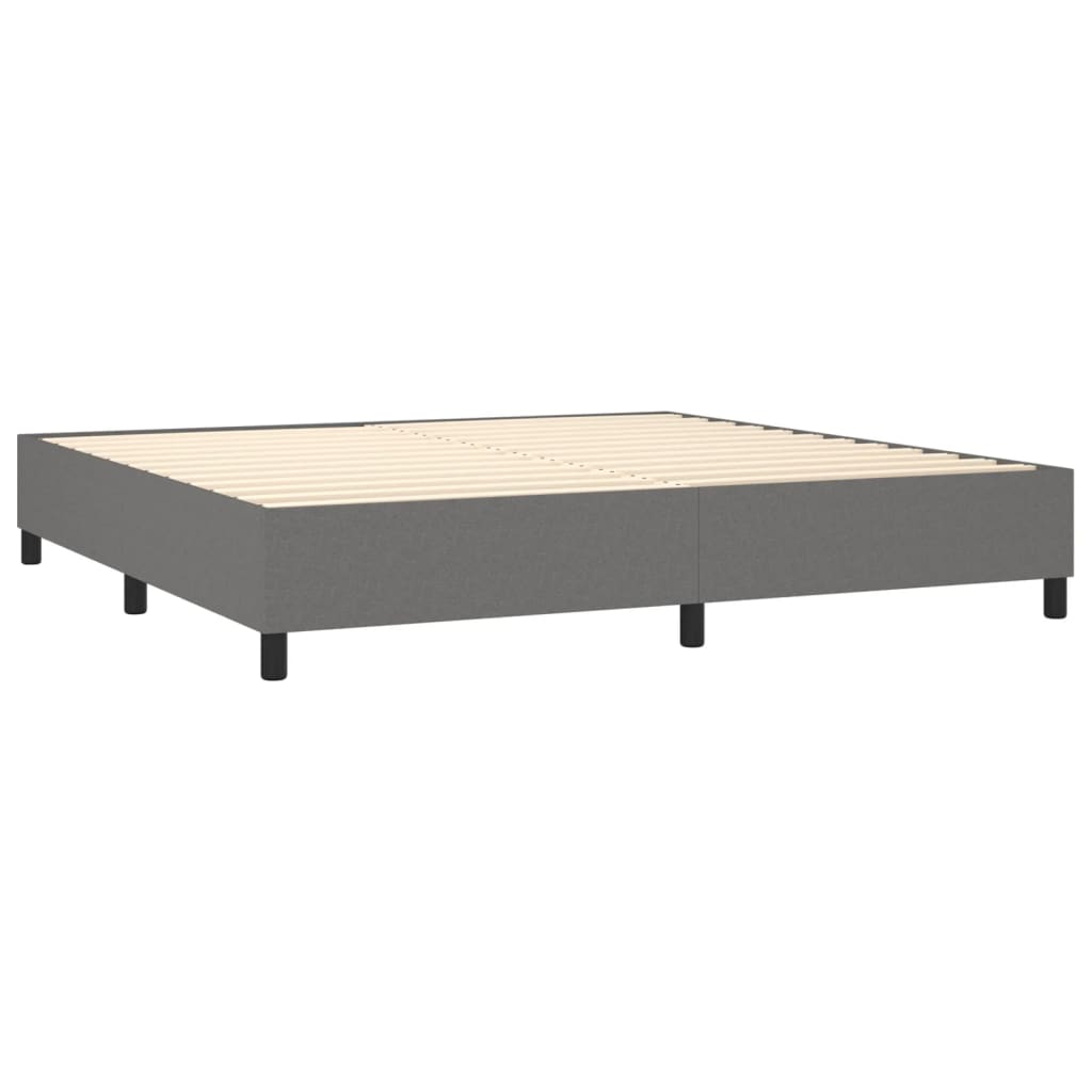 Sommier à lattes de lit matelas LED Gris foncé 200x200 cm Tissu - XIOS