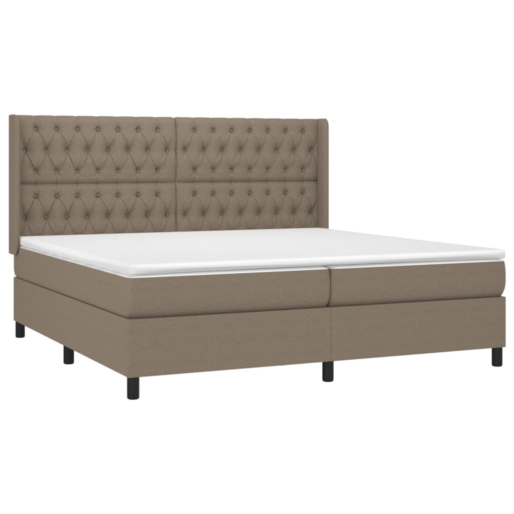 Sommier à lattes de lit matelas et LED Taupe 200x200 cm Tissu - XIOS