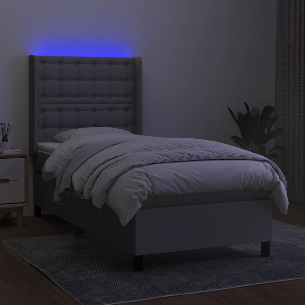Sommier à lattes de lit matelas LED Gris clair 80x200cm Tissu - XIOS