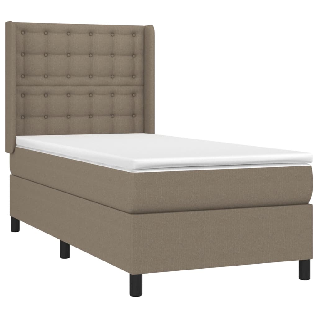 Sommier à lattes de lit matelas et LED Taupe 100x200 cm Tissu - XIOS