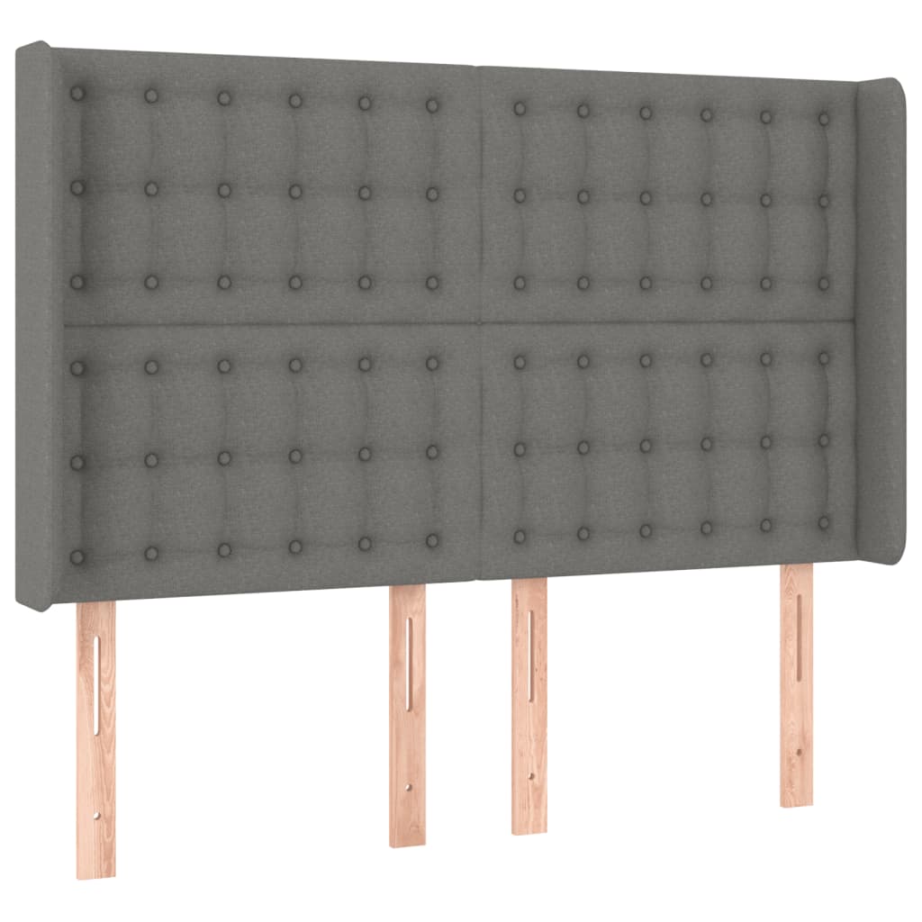Sommier à lattes de lit matelas LED Gris foncé 140x190 cm Tissu - XIOS